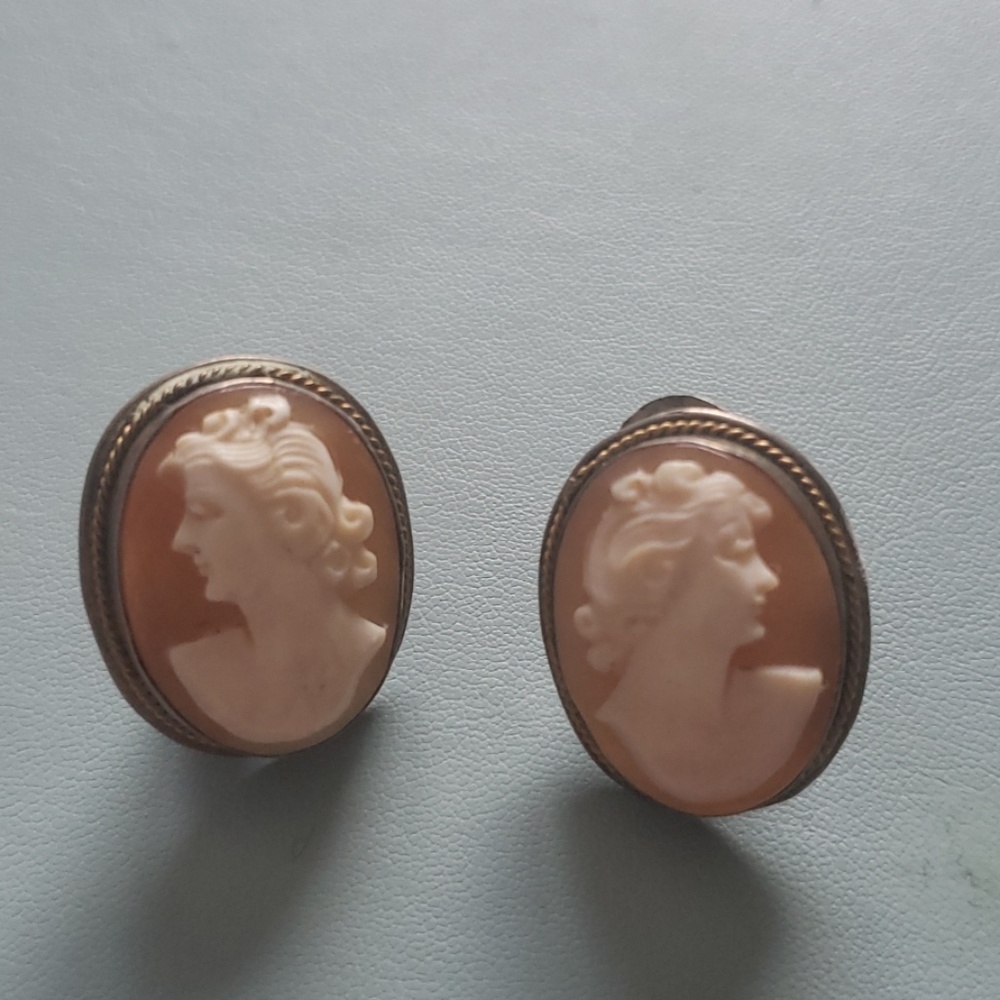 Vintage clip on earrrings with woman